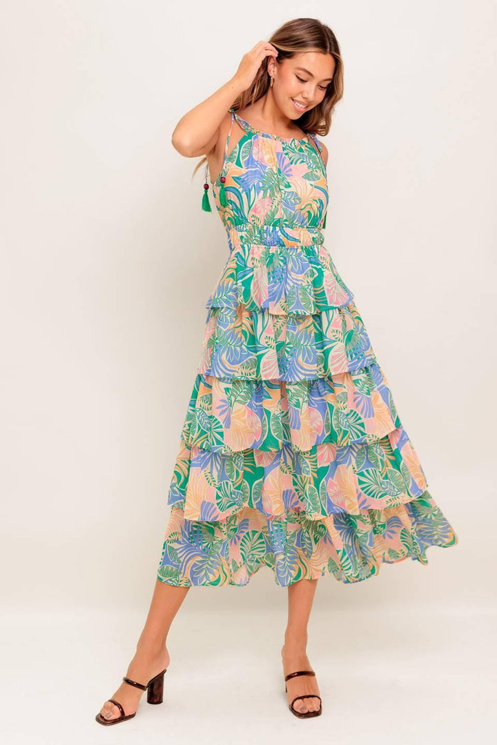CABANA DREAMS WOVEN MIDI DRESS