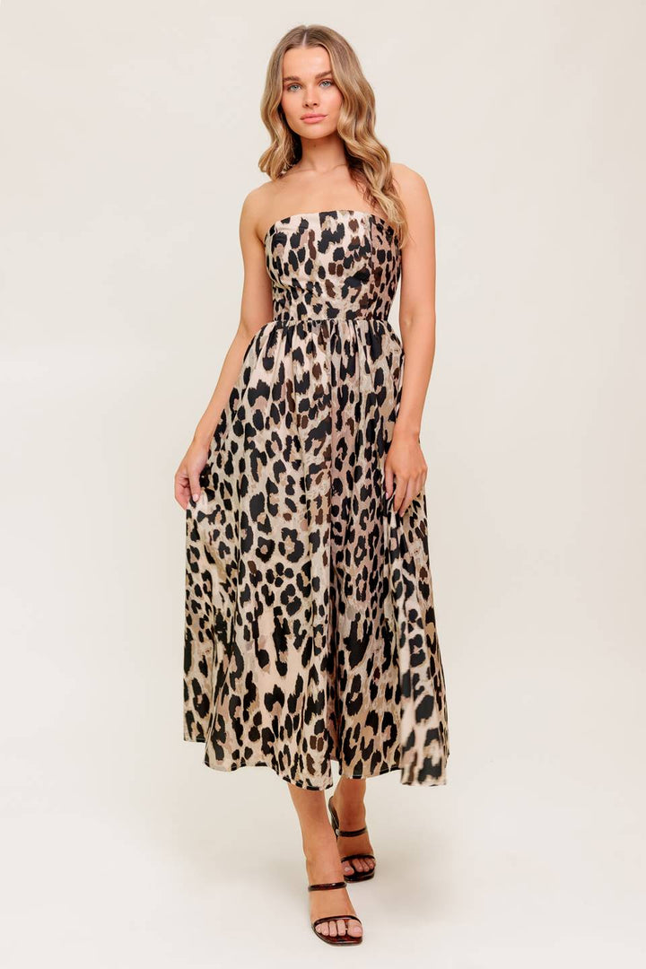 FLUTTER GLOW BALLET WOVEN MIDI DRESS