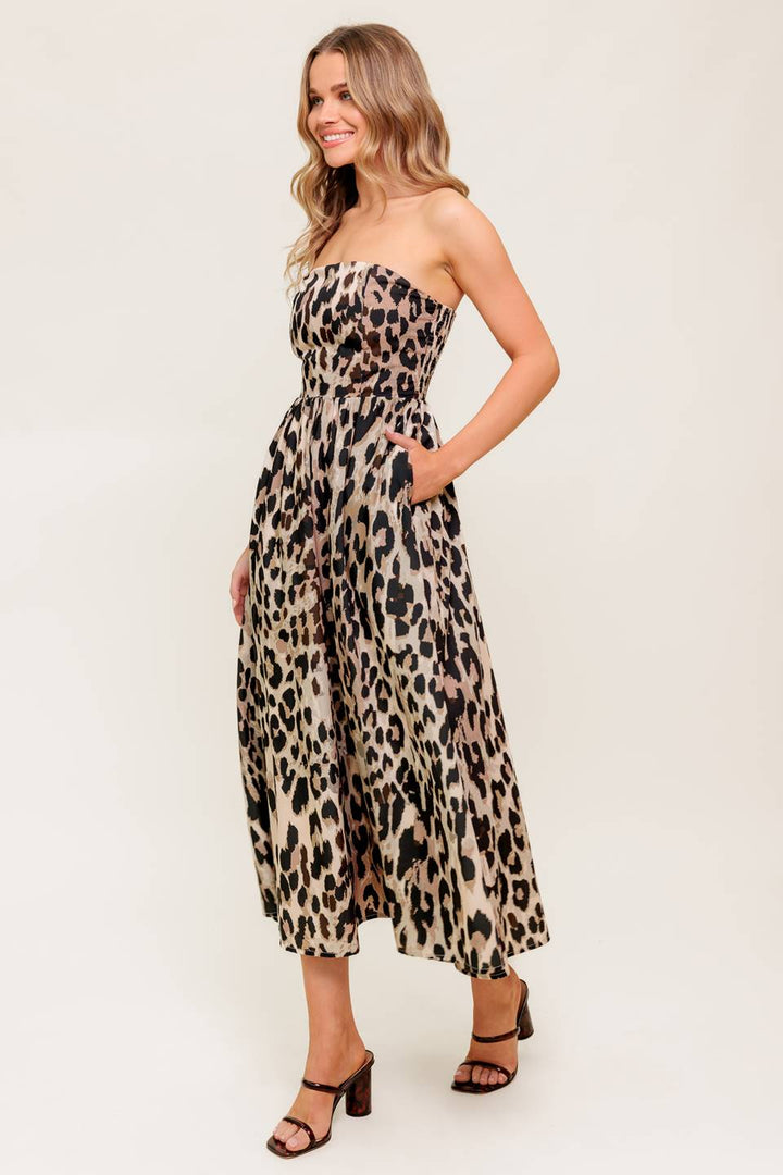 FLUTTER GLOW BALLET WOVEN MIDI DRESS