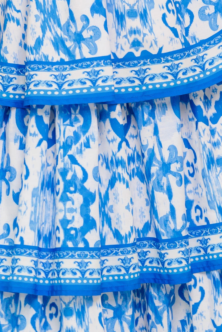 BLUSHING BLOSSOM BLUE WOVEN MAXI DRESS