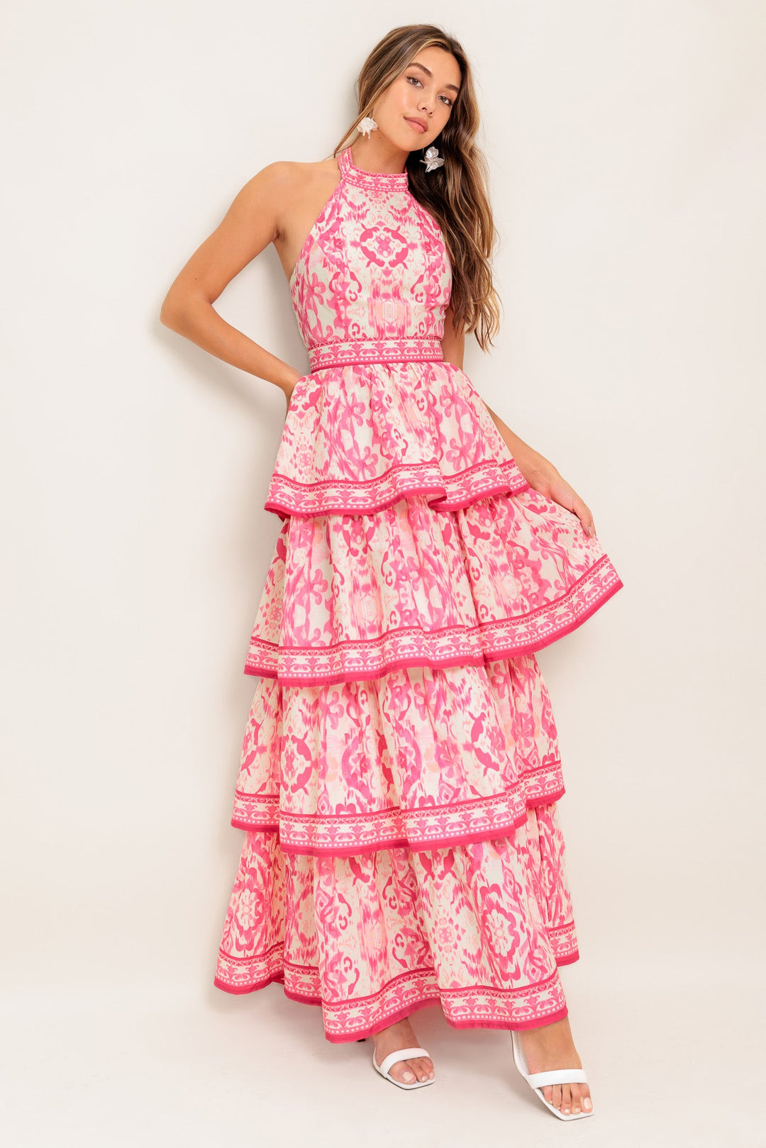 BLUSHING BLOSSOM FUCHSIA WOVEN MAXI DRESS