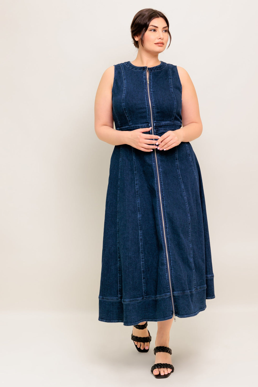 RAW BEAUTY DENIM MIDI DRESS