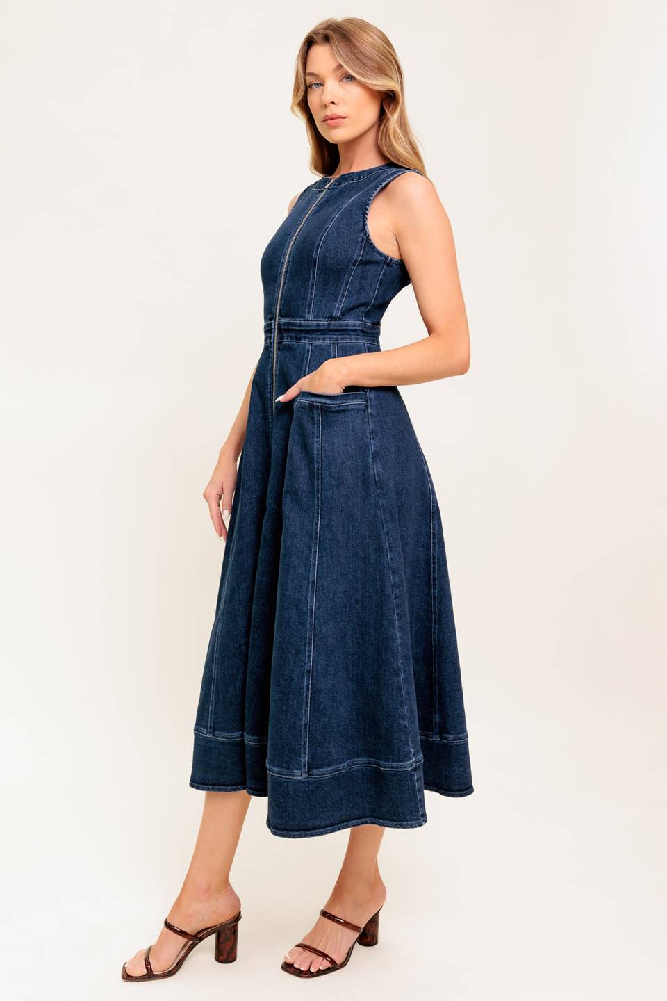 RAW BEAUTY DENIM MIDI DRESS