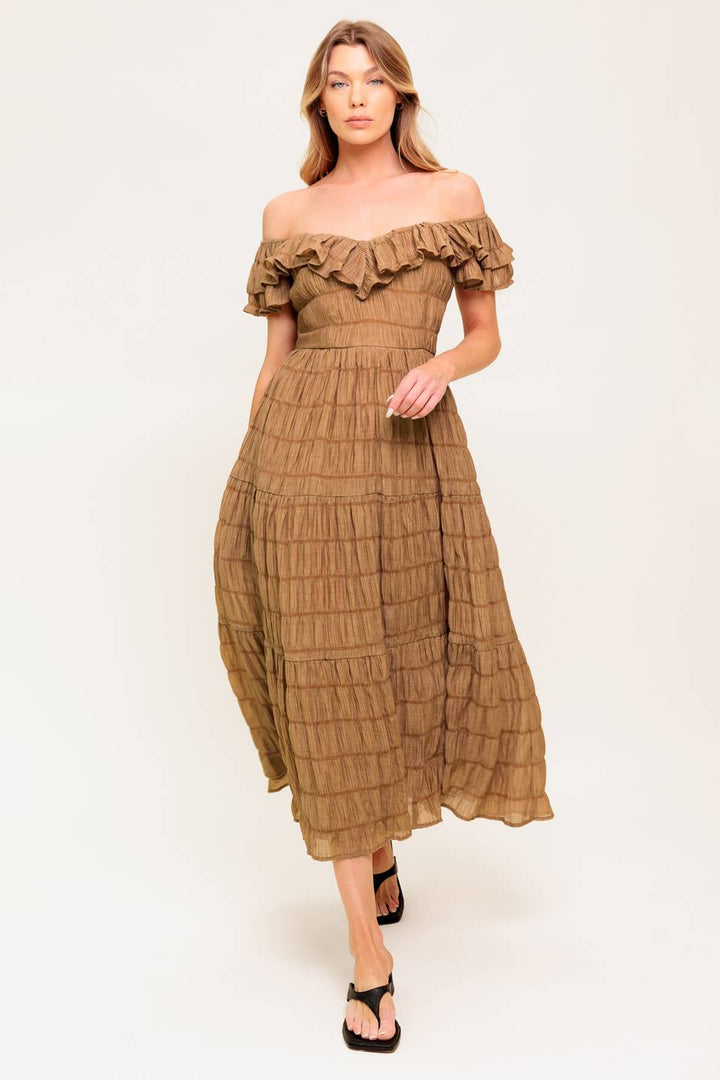 NATURAL BALANCE WOVEN MIDI DRESS