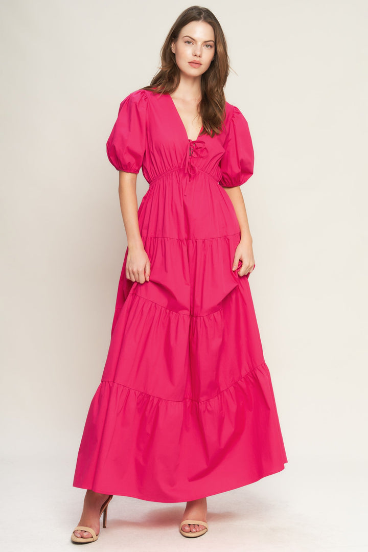 SUMMER GLOW FUCHSIA WOVEN MAXI DRESS