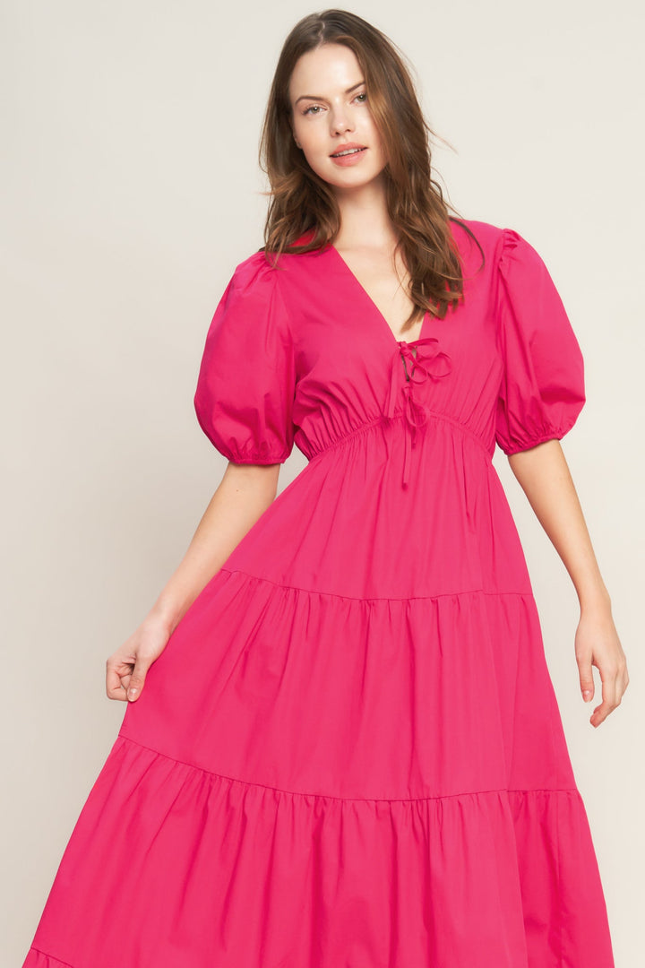 SUMMER GLOW FUCHSIA WOVEN MAXI DRESS