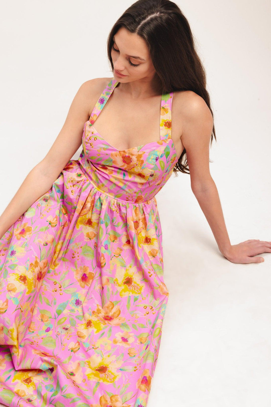 ROSY DAYDREAM WOVEN MIDI DRESS