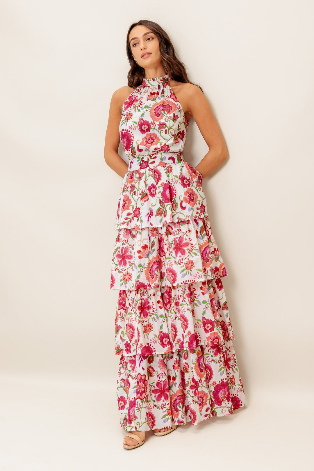 FLORAL RHAPSODY WOVEN MAXI DRESS
