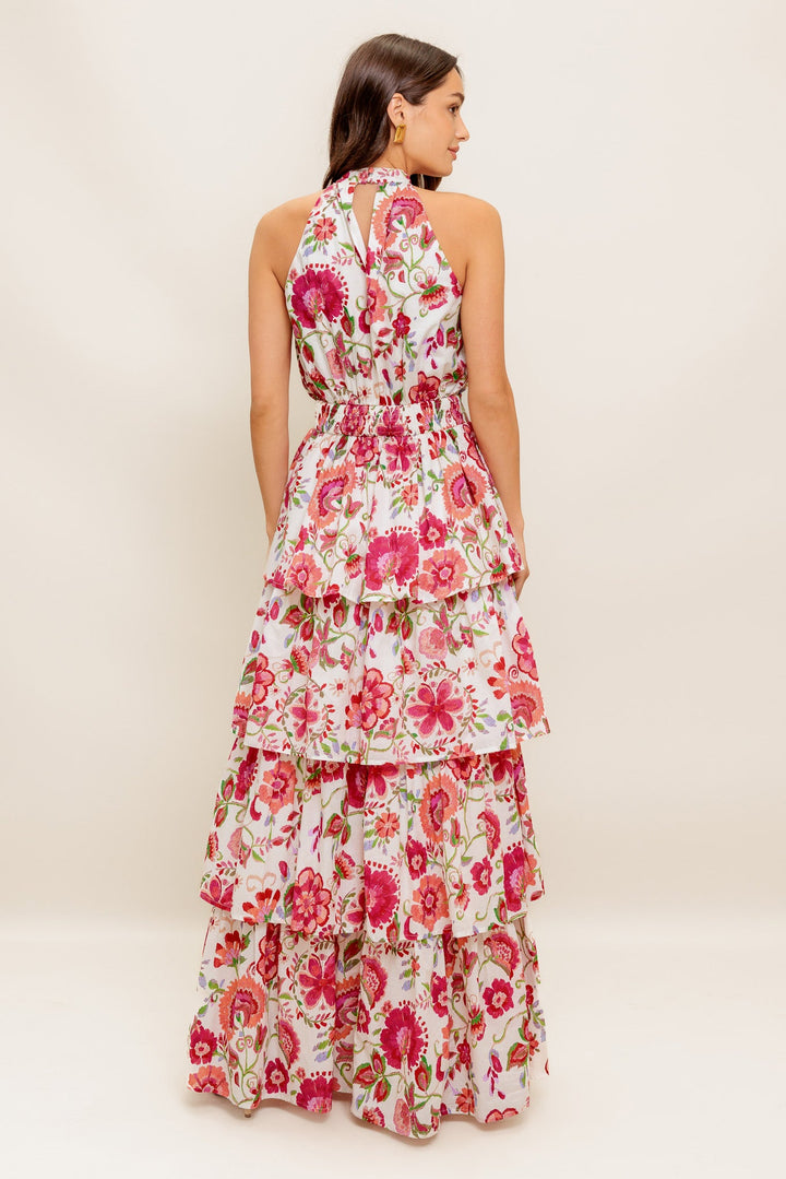 FLORAL RHAPSODY WOVEN MAXI DRESS