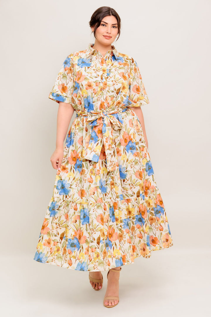 HAZEL DREAM IVORY WOVEN MIDI DRESS