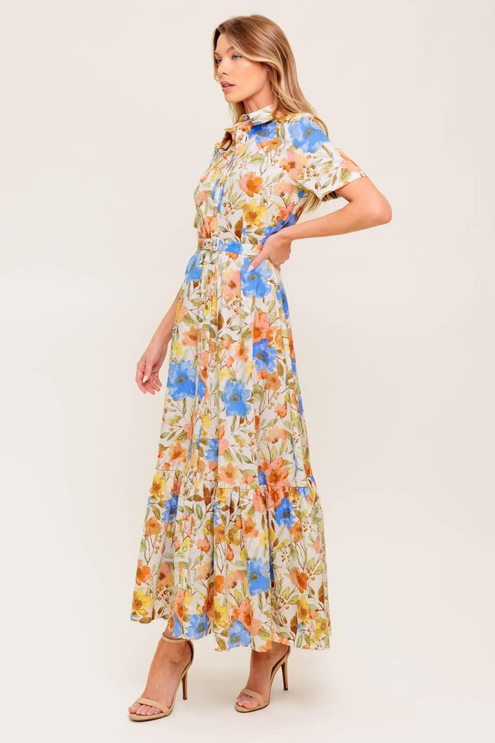 HAZEL DREAM IVORY WOVEN MIDI DRESS