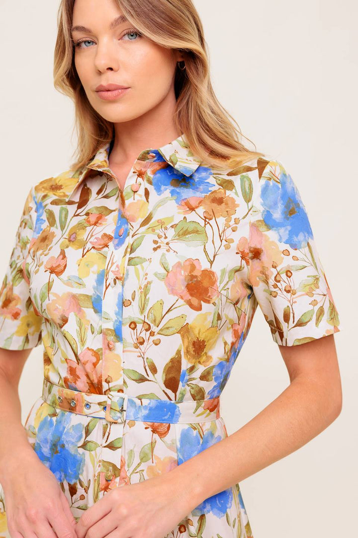 HAZEL DREAM IVORY WOVEN MIDI DRESS