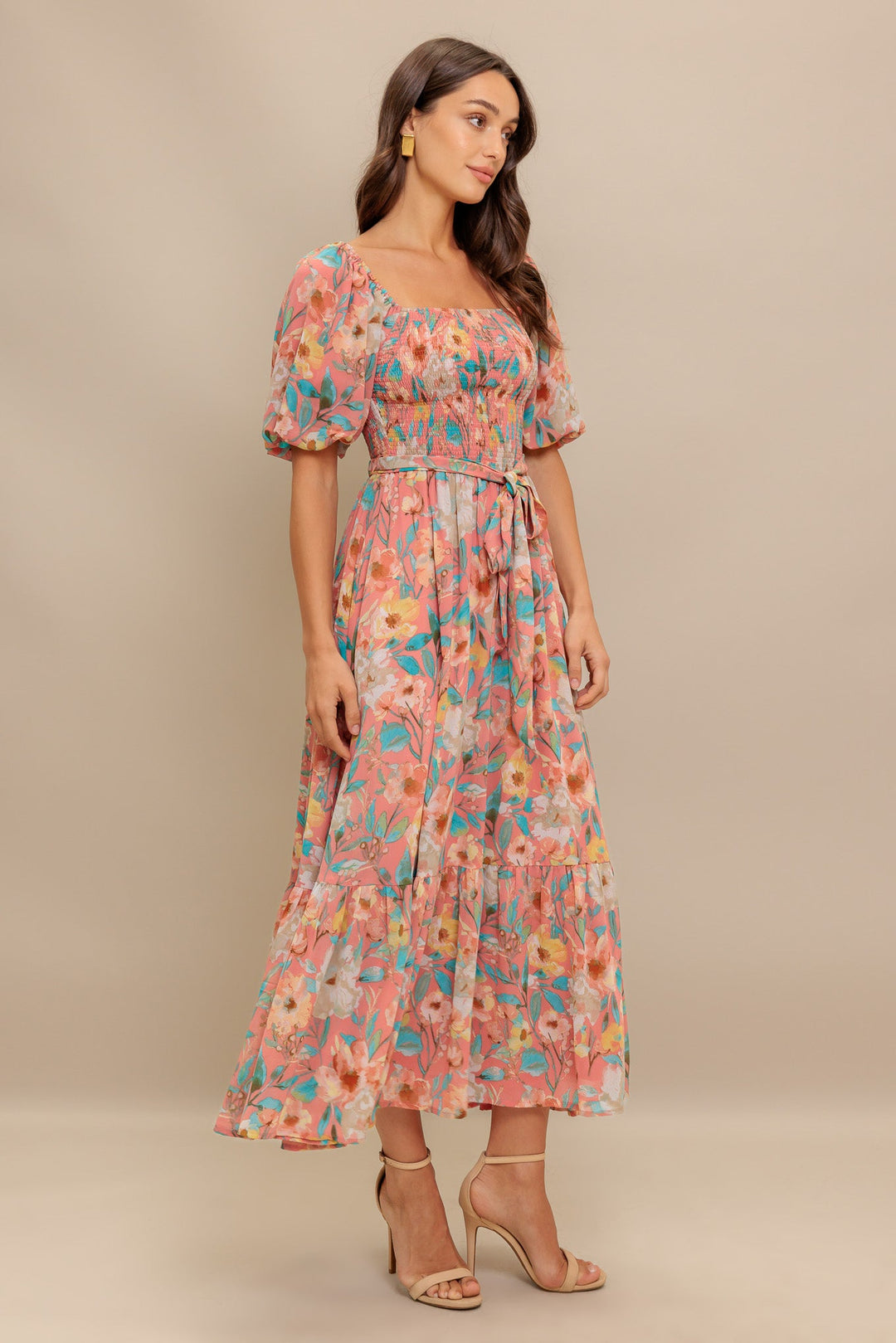 ROSY TWILIGHT WOVEN MIDI DRESS