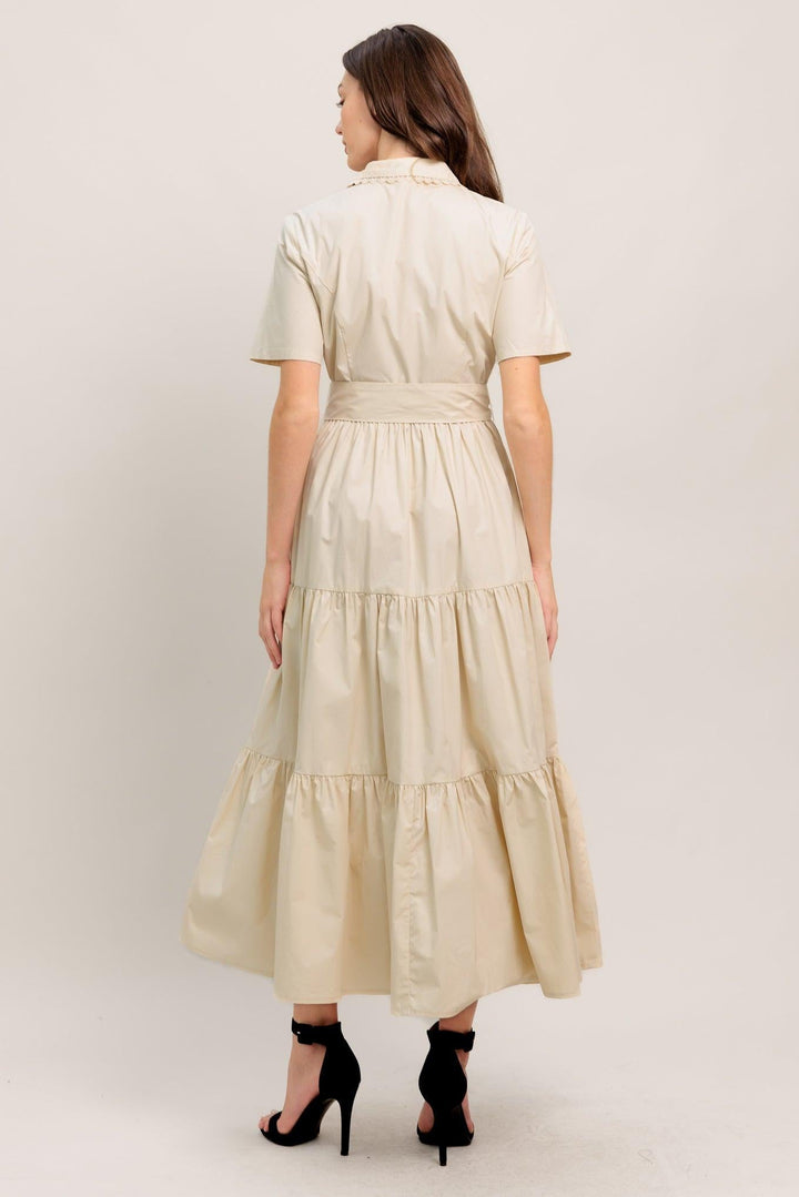 WORTH THE WAIT WOVEN MIDI DRESS