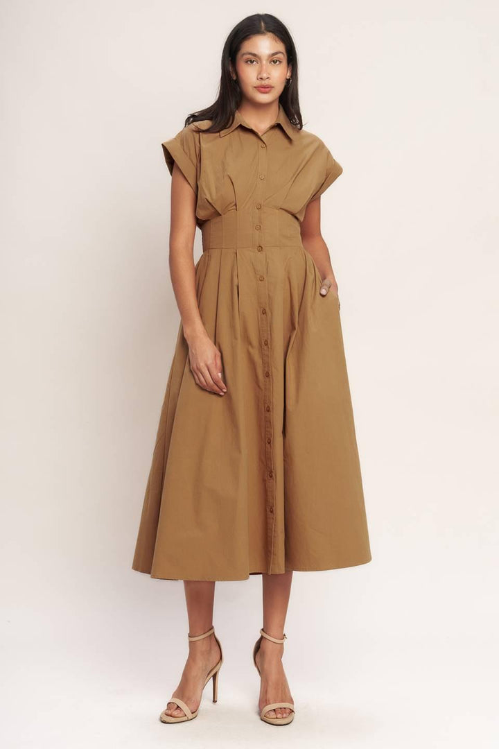 LOVE YOU MORE WOVEN MIDI DRESS