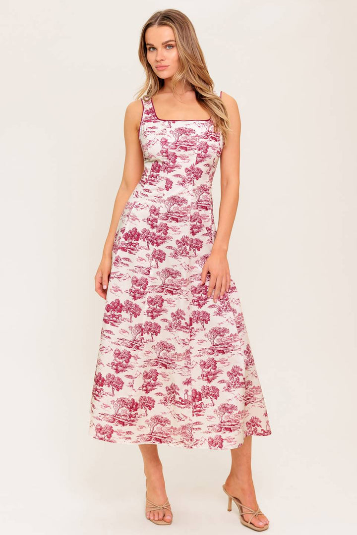 MOJITO MOOD BERRY WOVEN MIDI DRESS