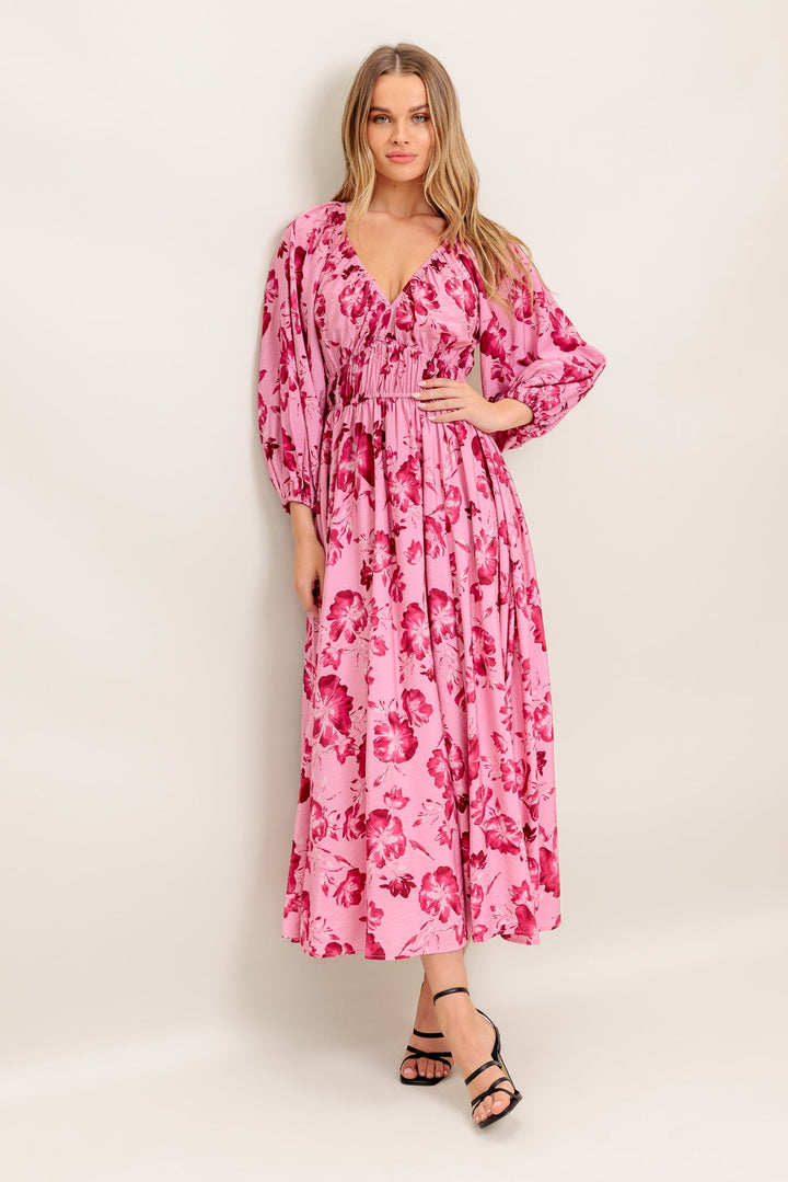 HONEY BUN MOUVE WOVEN MIDI DRESS
