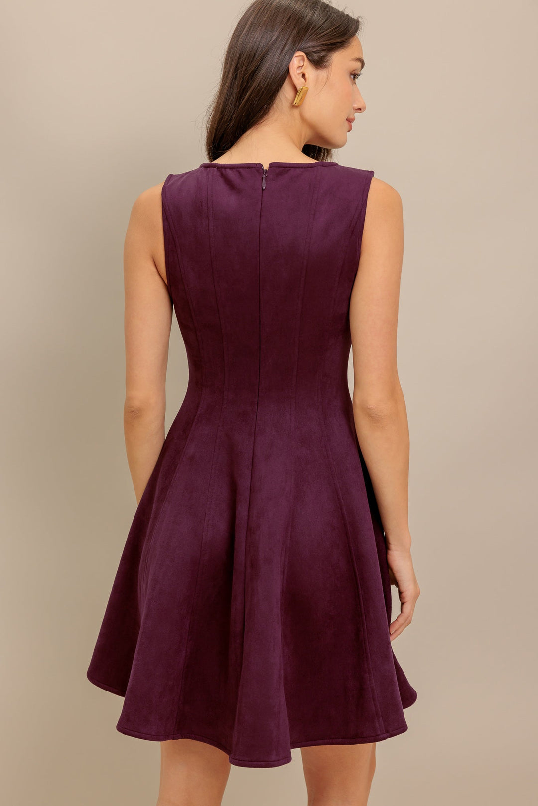 WINE IN THE SUN FAUX SUEDE MINI DRESS