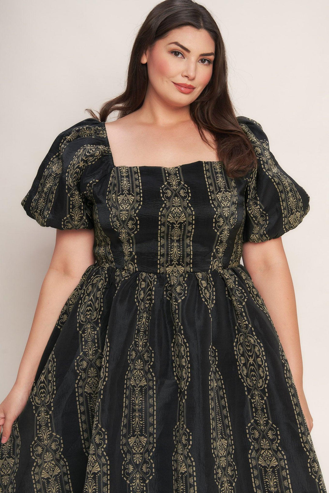 VINTAGE SQUARE WOVEN MIDI DRESS