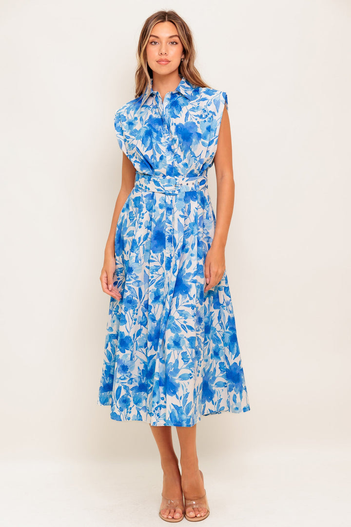 FRESHLY PICKED BLUE WOVEN MIDI DRESS