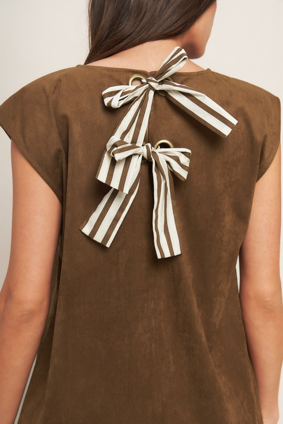 QUIET LUXURY EDGE FAUX SUEDE MIDI SHIFT DRESS