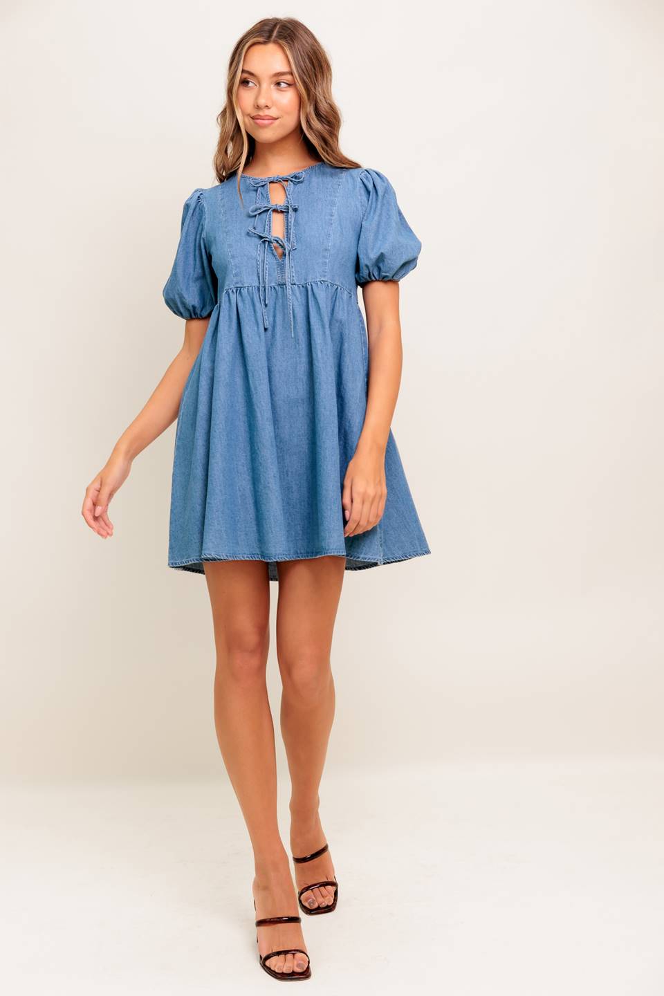SUNSET GETAWAY DENIM MINI DRESS