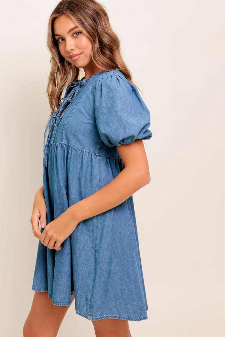 SUNSET GETAWAY DENIM MINI DRESS