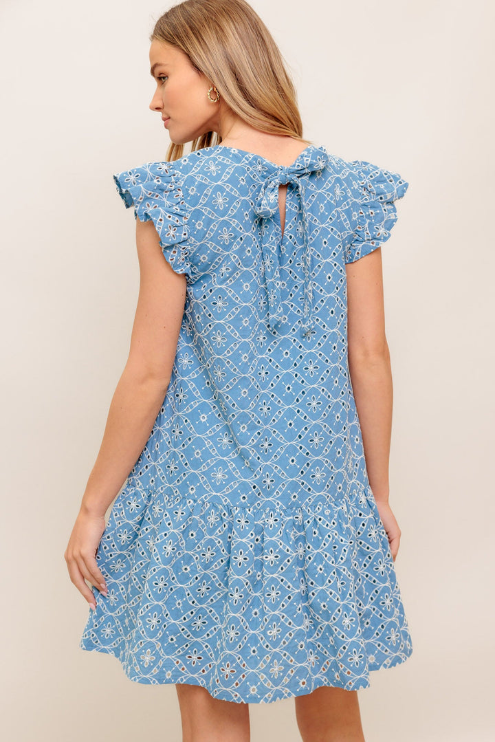 CUPCAKE SMILE WOVEN EYELET BABYDOLL DRESS