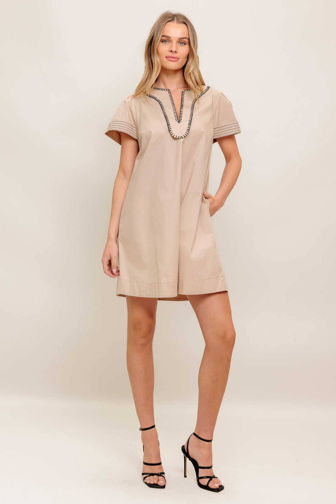 CALM SILHOUETTE WOVEN MINI DRESS