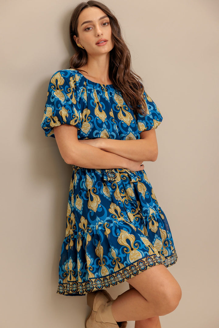 BAROQUE BREEZE WOVEN MINI DRESS