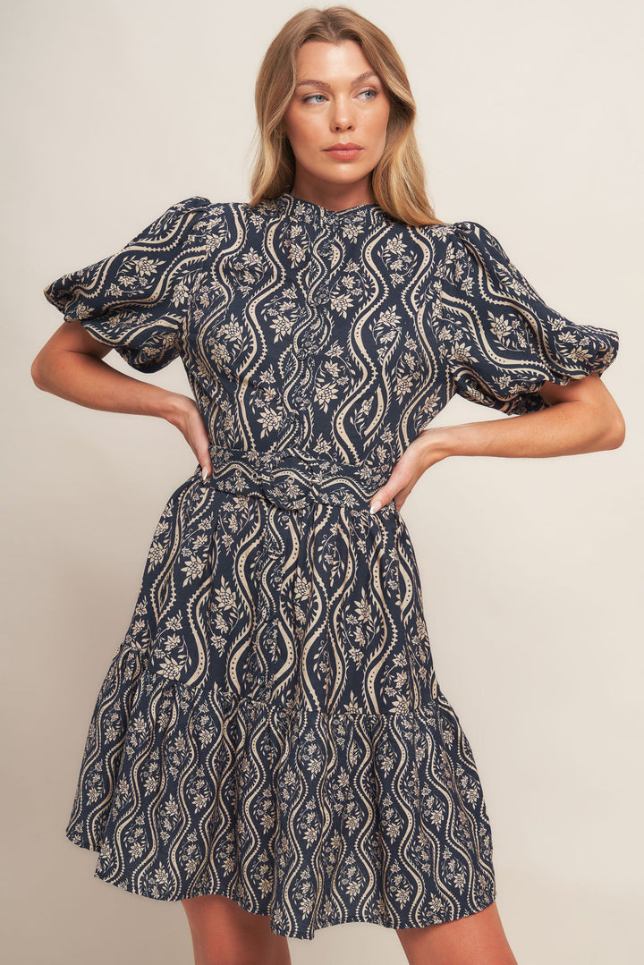 ORNATE BLOOM WOVEN MINI DRESS