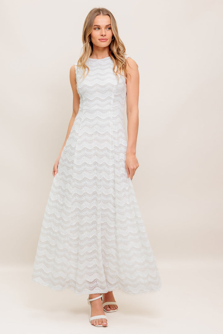 HEARTFELT CREAM WOVEN LACE ANKLE DRESS