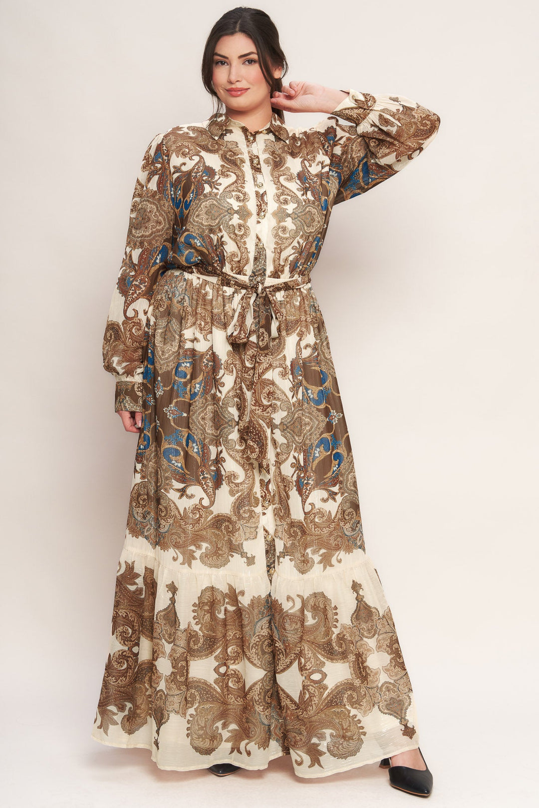 BOHEMIAN TAPESTRY BROWN WOVEN MAXI DRESS