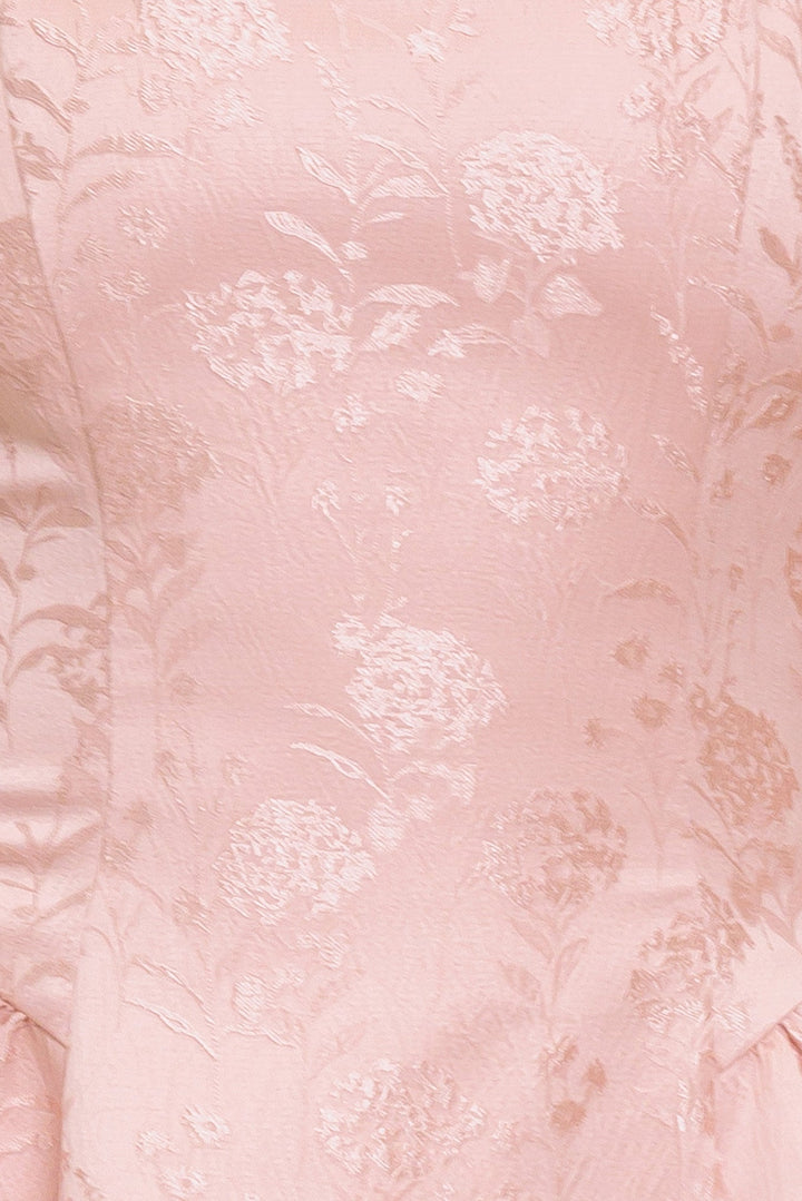 SWEET BLOOM WOVEN JACQUARD SATIN MINI DRESS