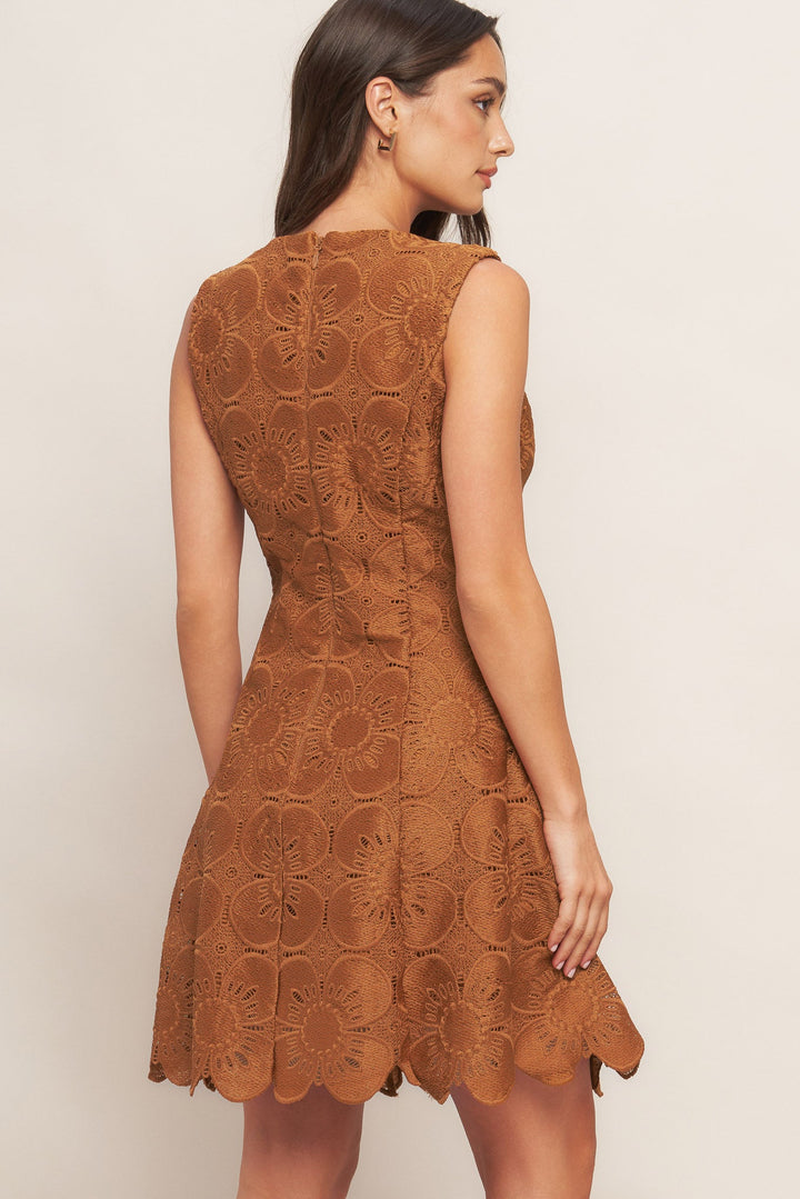 AUTUMN BLOOM WOVEN LACE MINI DRESS