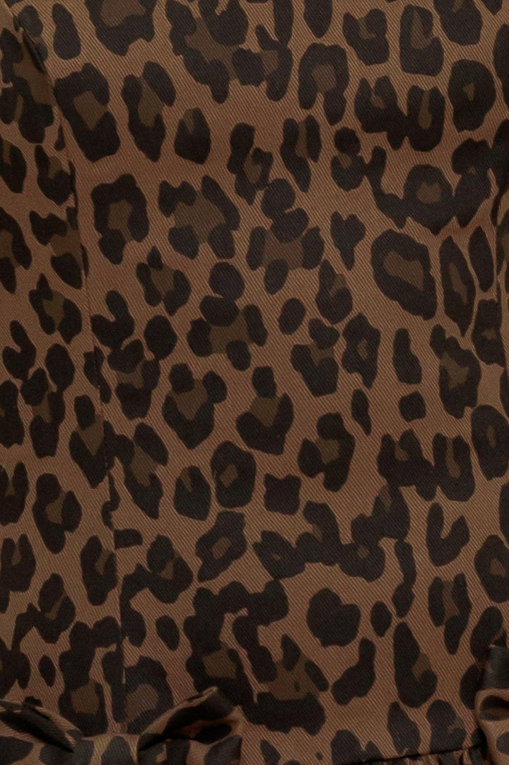 WALK SOFT, STRIKE STRONG LEOPARD WOVEN MIDI DRESS