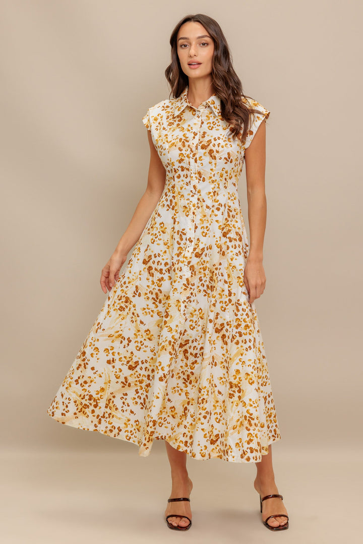 BUTTERCUP KISS WOVEN MIDI DRESS