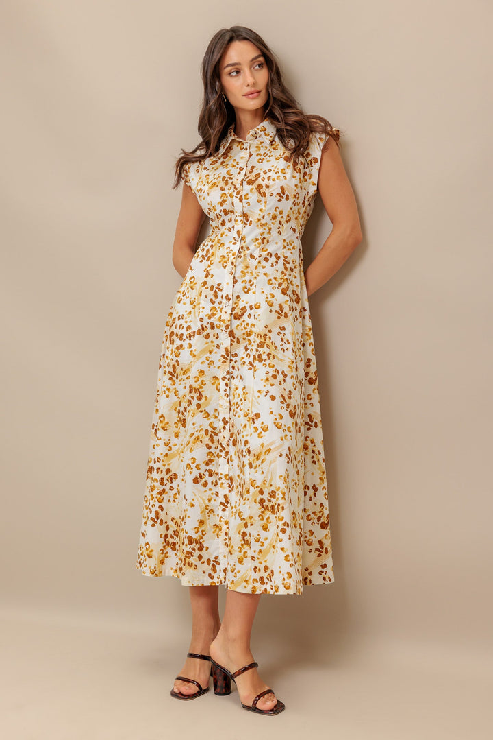 BUTTERCUP KISS WOVEN MIDI DRESS