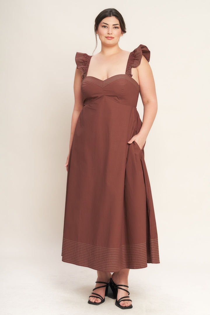 TUSCAN SUNSET WOVEN MIDI DRESS