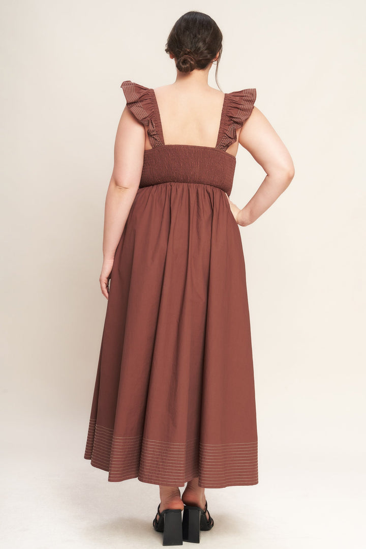 TUSCAN SUNSET WOVEN MIDI DRESS