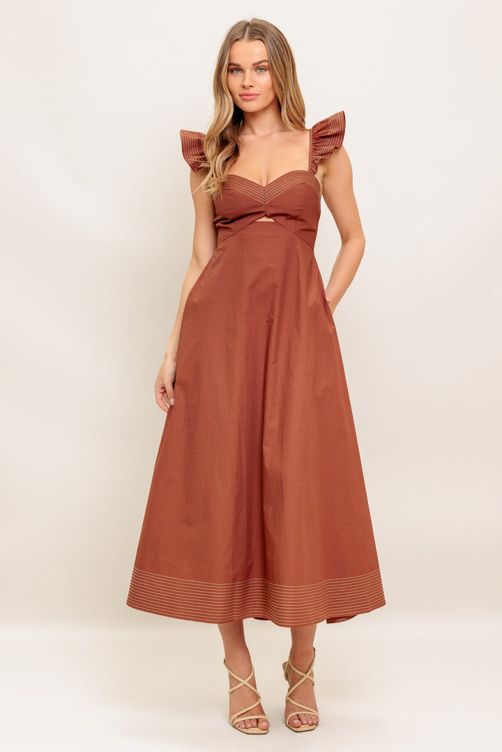 TUSCAN SUNSET WOVEN MIDI DRESS