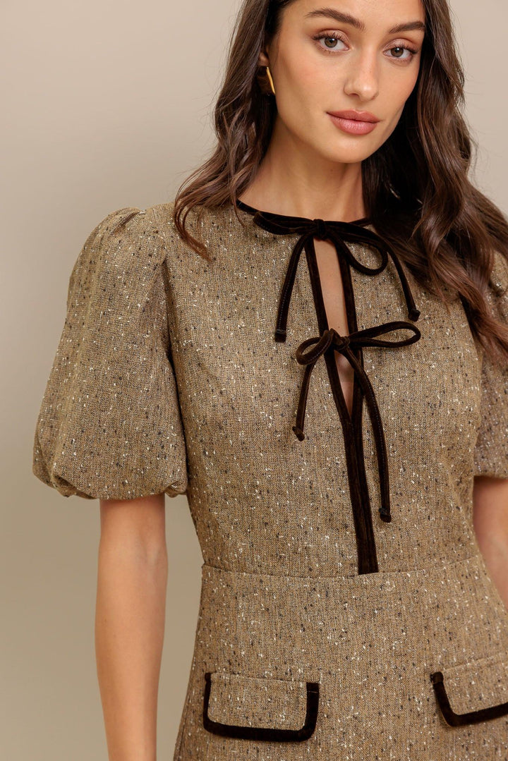 MADEMOISELLE MODE WOVEN WEED MINI DRESS