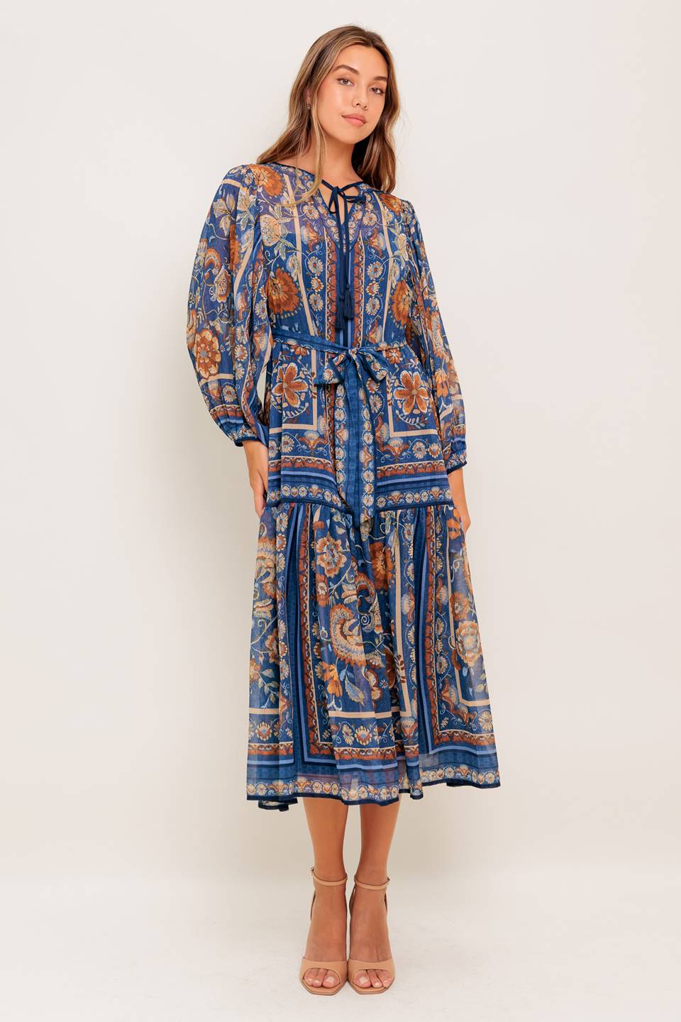 BOHEMIAN TAPESTRY WOVEN MIDI DRESS