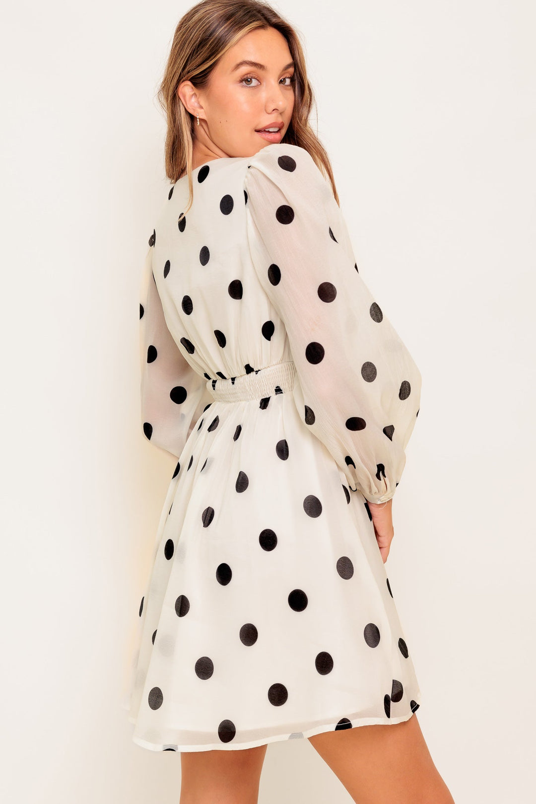 MONROE DOT CHIFFON WOVEN MINI DRESS