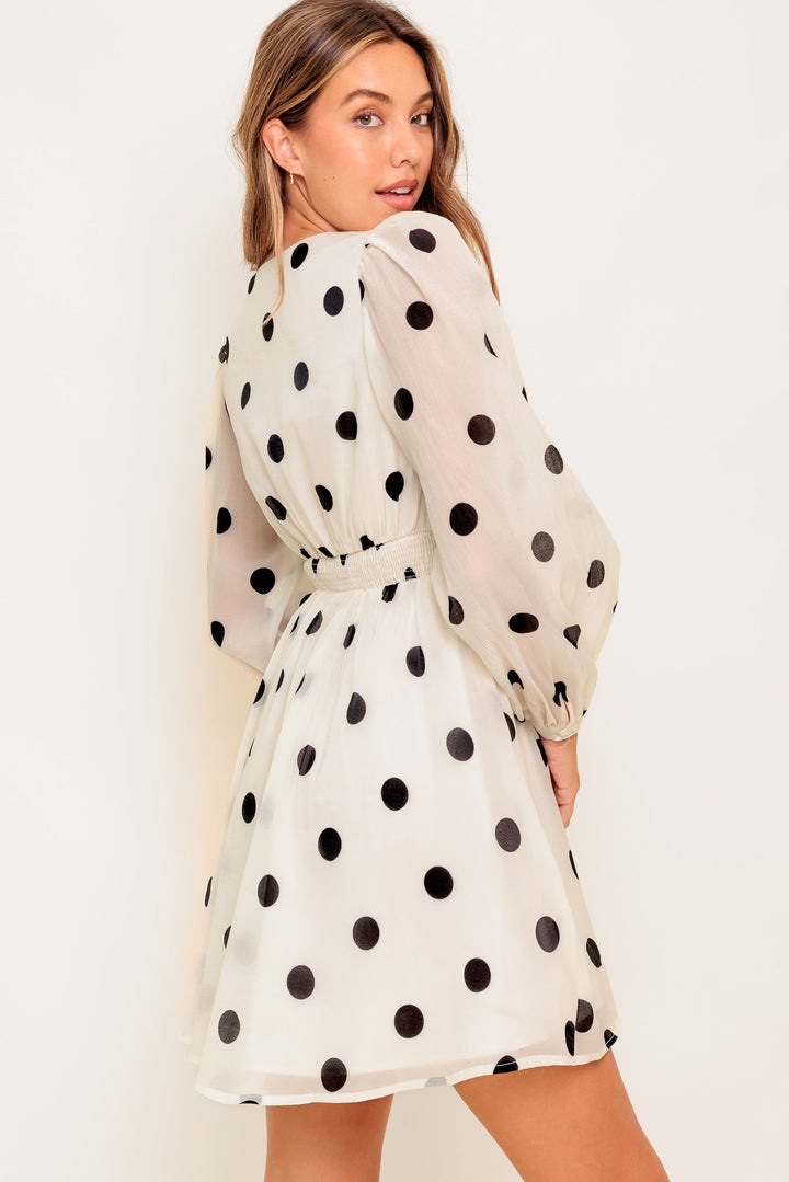 MONROE DOT CHIFFON WOVEN MINI DRESS