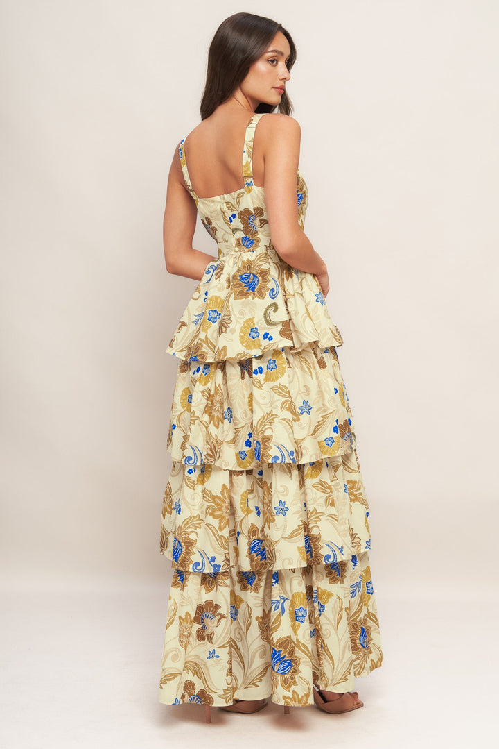 GOLDEN BLOSSOM WOVEN MAXI DRESS