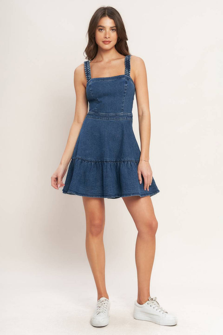 FUNCTIONAL SEAMING DENIM MINI DRESS