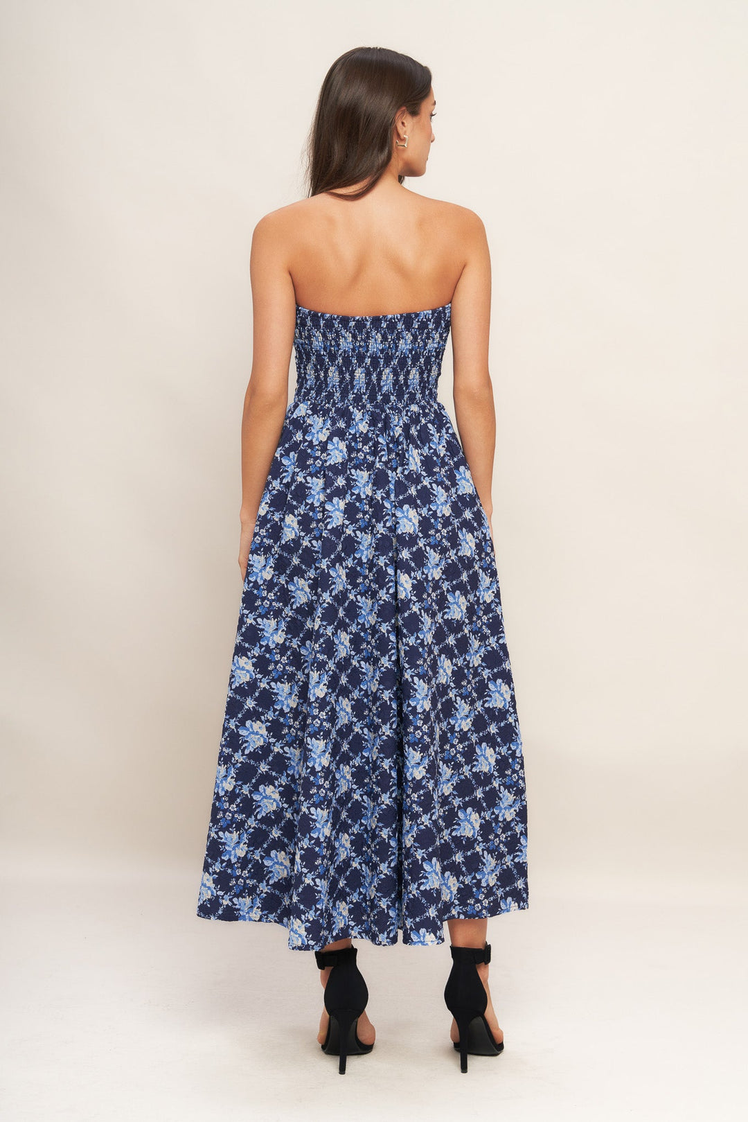 BLUE RENAISSANCE WOVEN MIDI DRESS