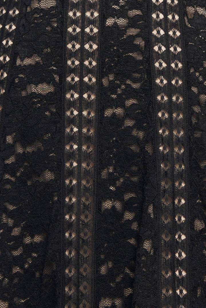 ROMANTIC NOIR NIGHTS WOVEN LACE MIDI DRESS