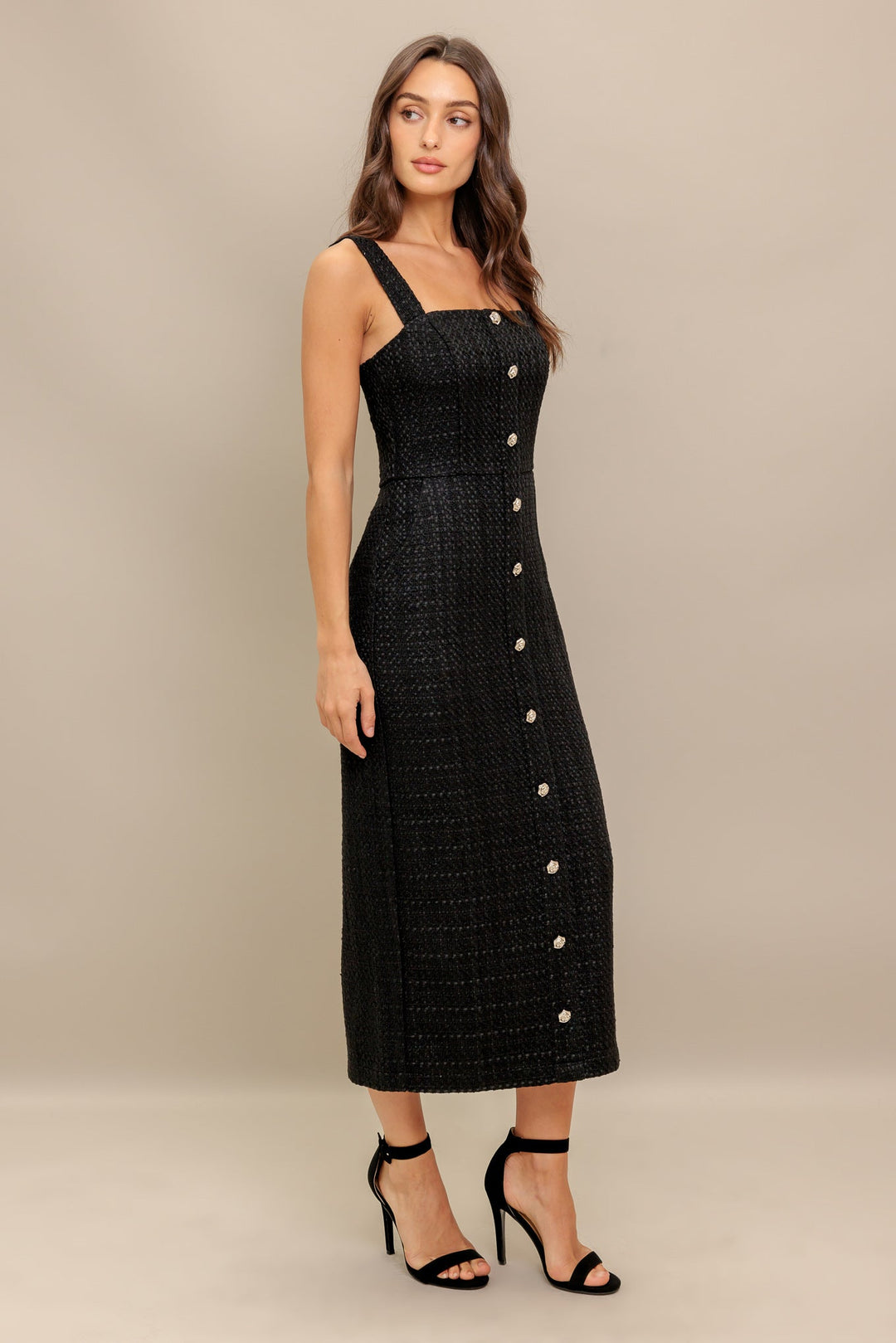 TWEED NOUVELLE WOVEN MIDI DRESS